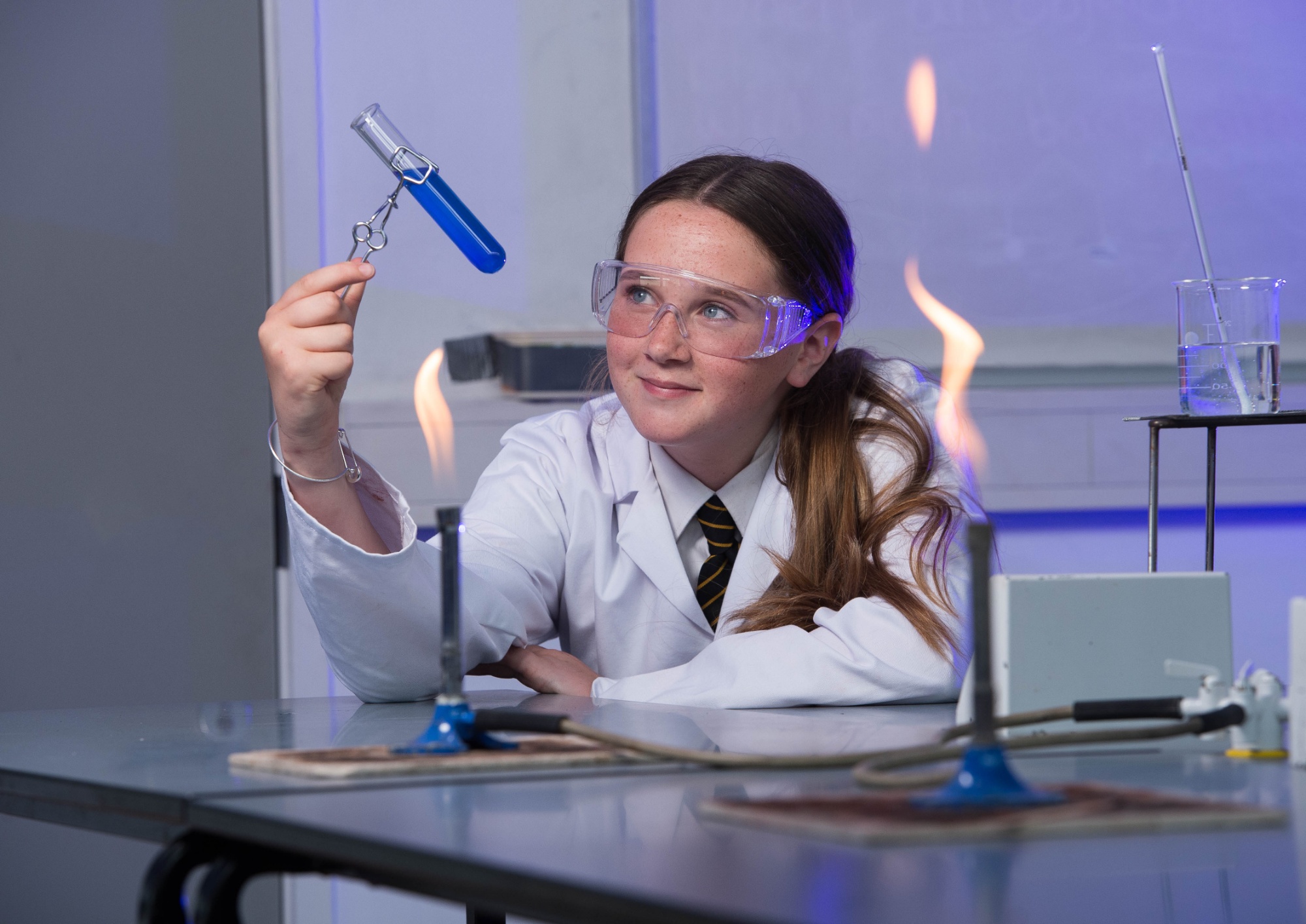 Girl doing science experiment