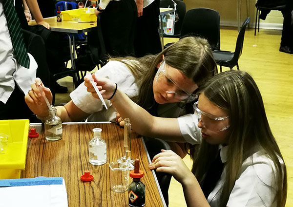 Students doing experiments