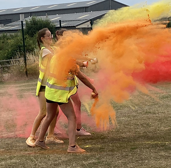 Orange & red paint exploding
