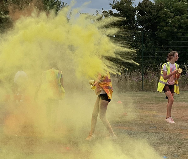 Yellow paint exploding