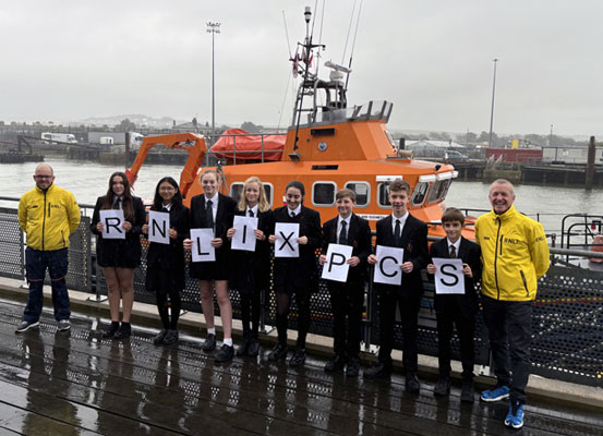 Students with RNLI Newhaven Lifeboat Station Crew