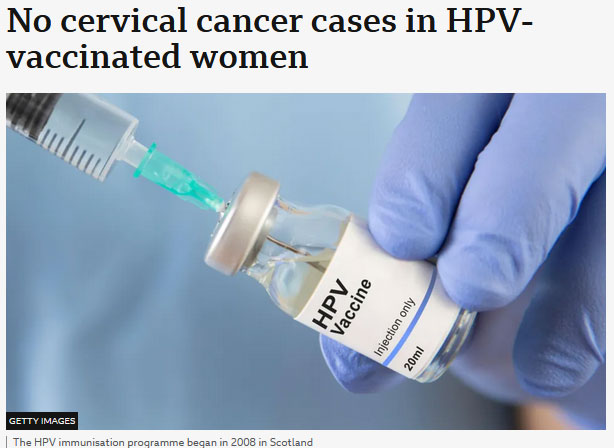 No cervical cancer cases in HPV vaccinated women
